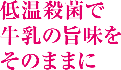 低温殺菌で牛乳の旨味をそのままに